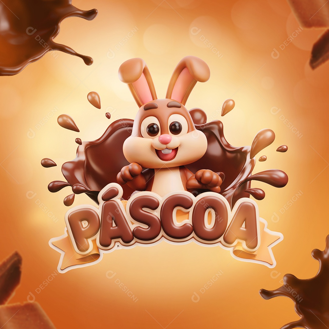Páscoa Selo 3D Para Composição PSD Editável