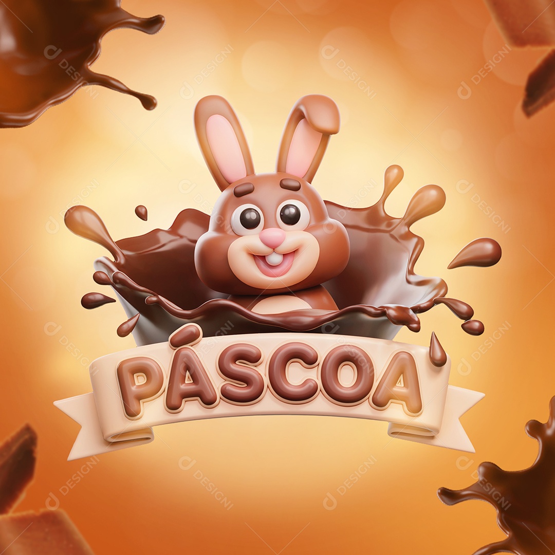 Páscoa Selo 3D Para Composição PSD Editável