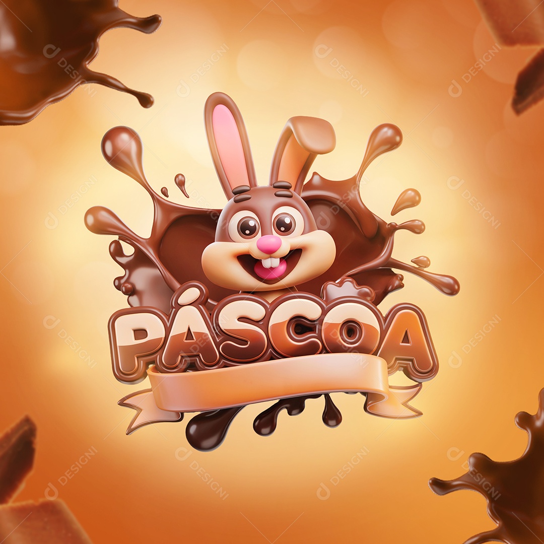 Páscoa Selo 3D Para Composição PSD Editável