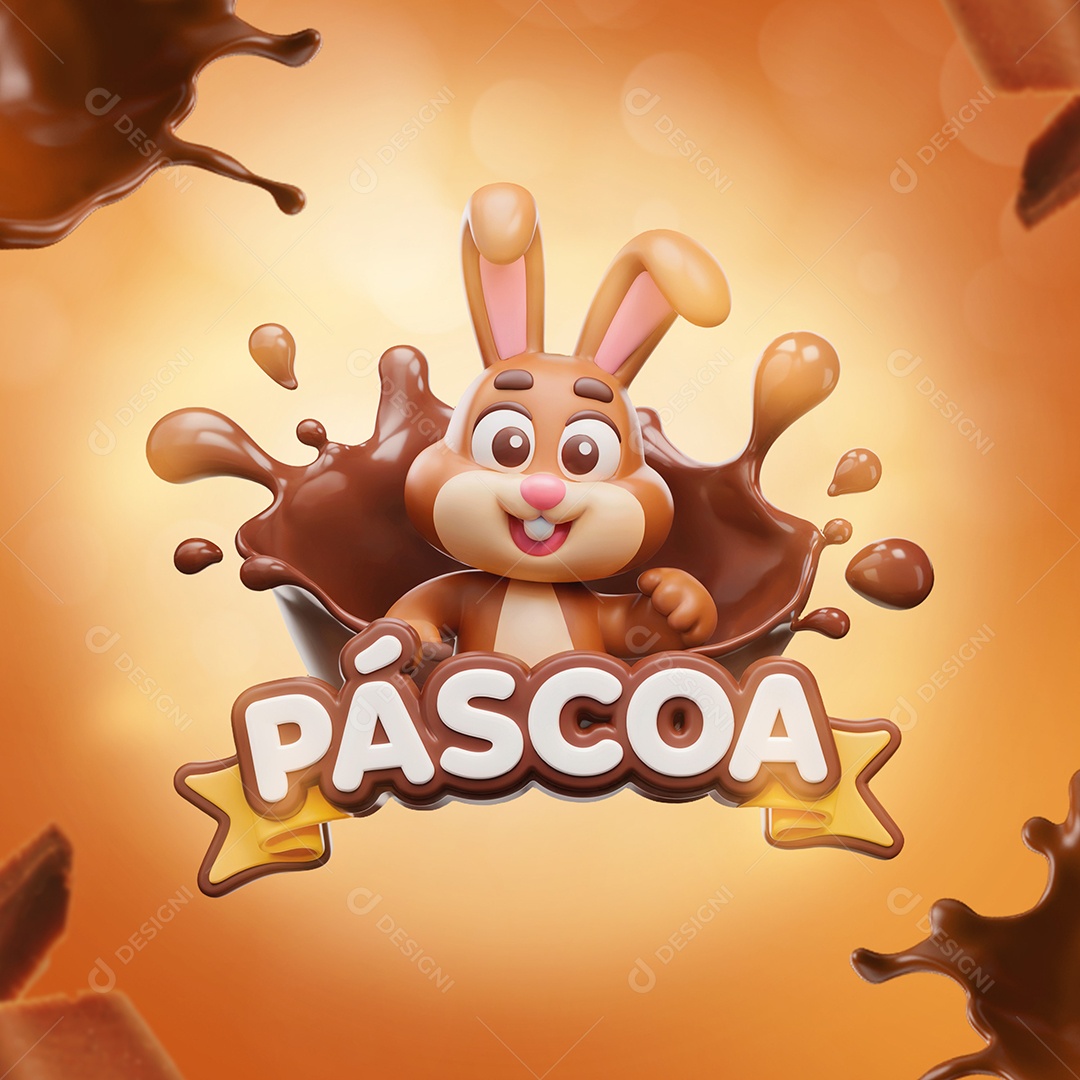 Páscoa Selo 3D Para Composição PSD Editável