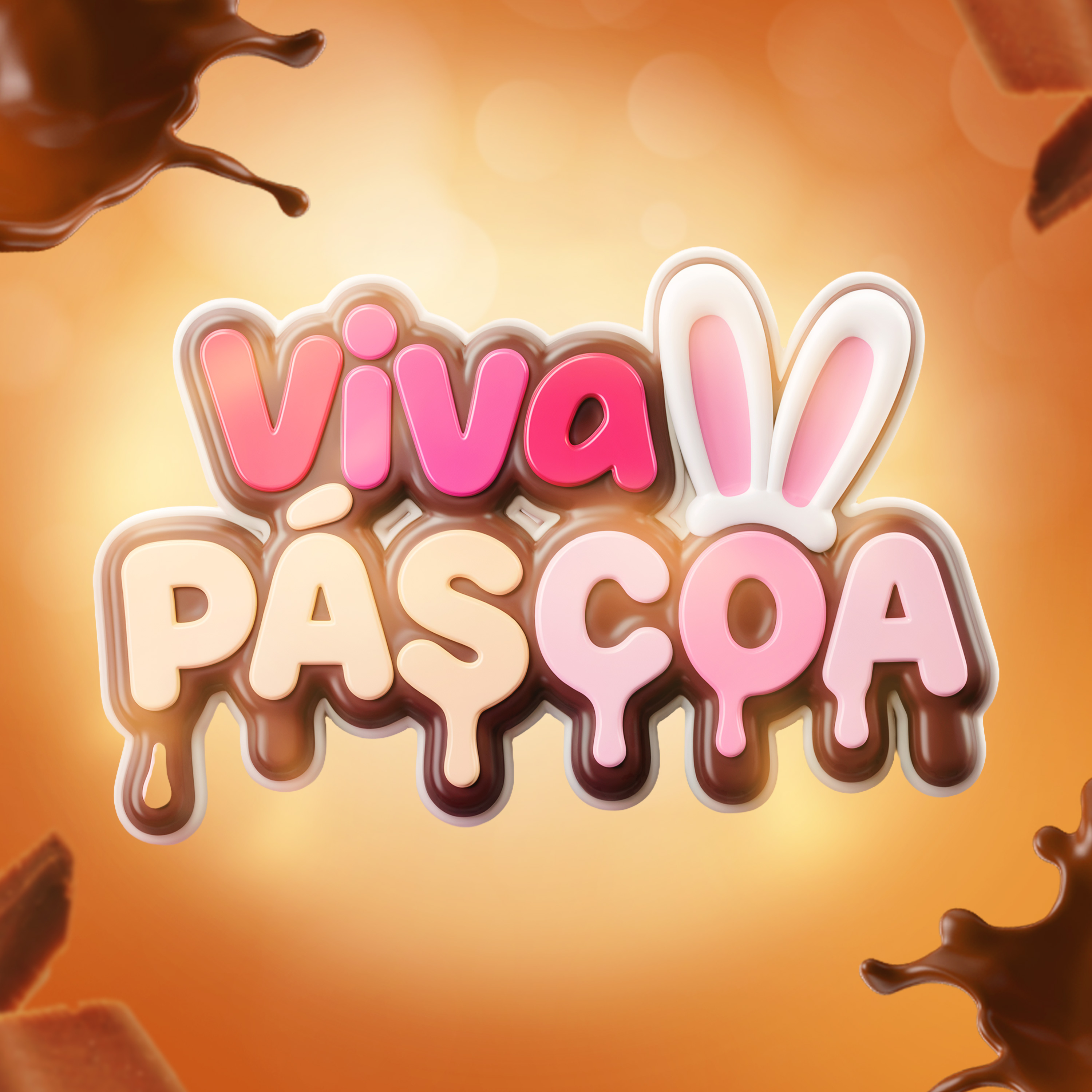 Viva Pascoa Selo 3D Para Composição PSD Editável