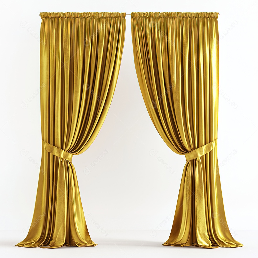 Curtina de ouro isolada em fundo branco