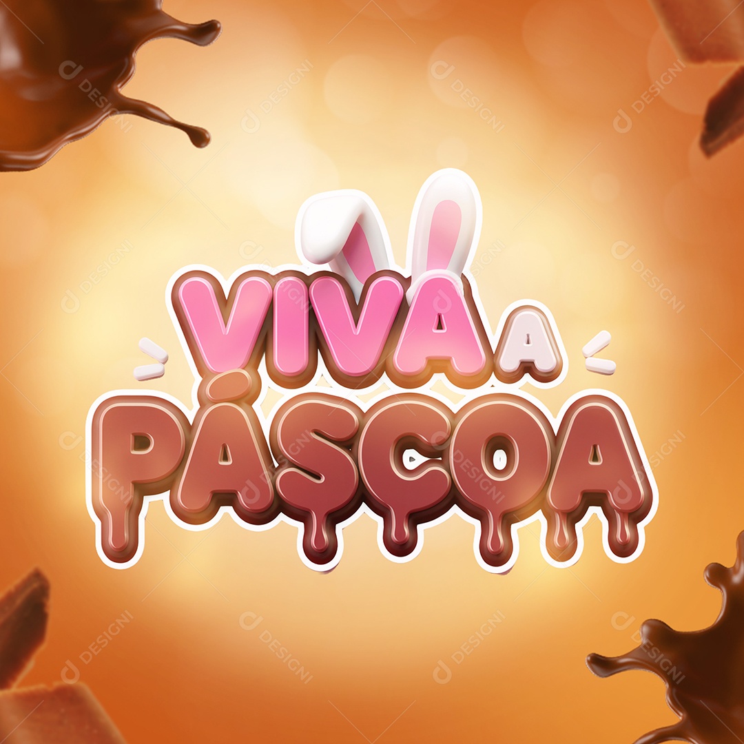 Viva A Páscoa Selo 3D Para Composição PSD Editável