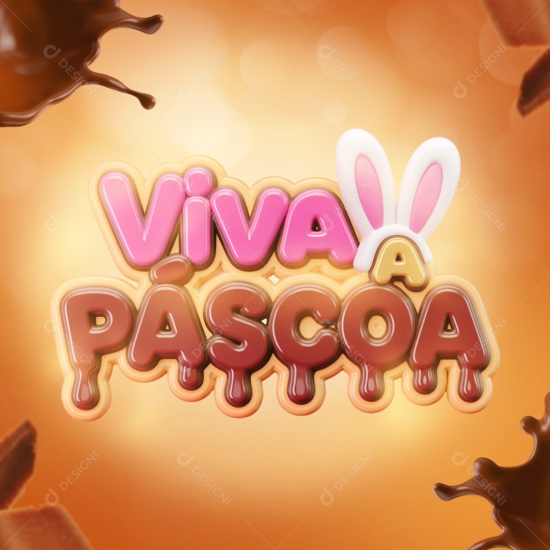 Viva A Páscoa Selo 3D Para Composição PSD Editável