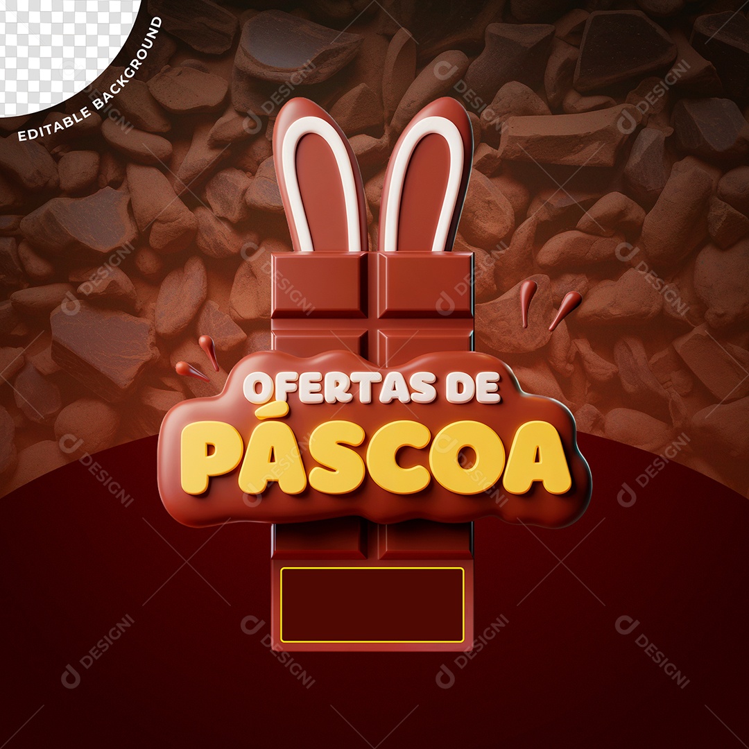 Ofertas de Páscoa Selo 3D Para Composição PSD Editável