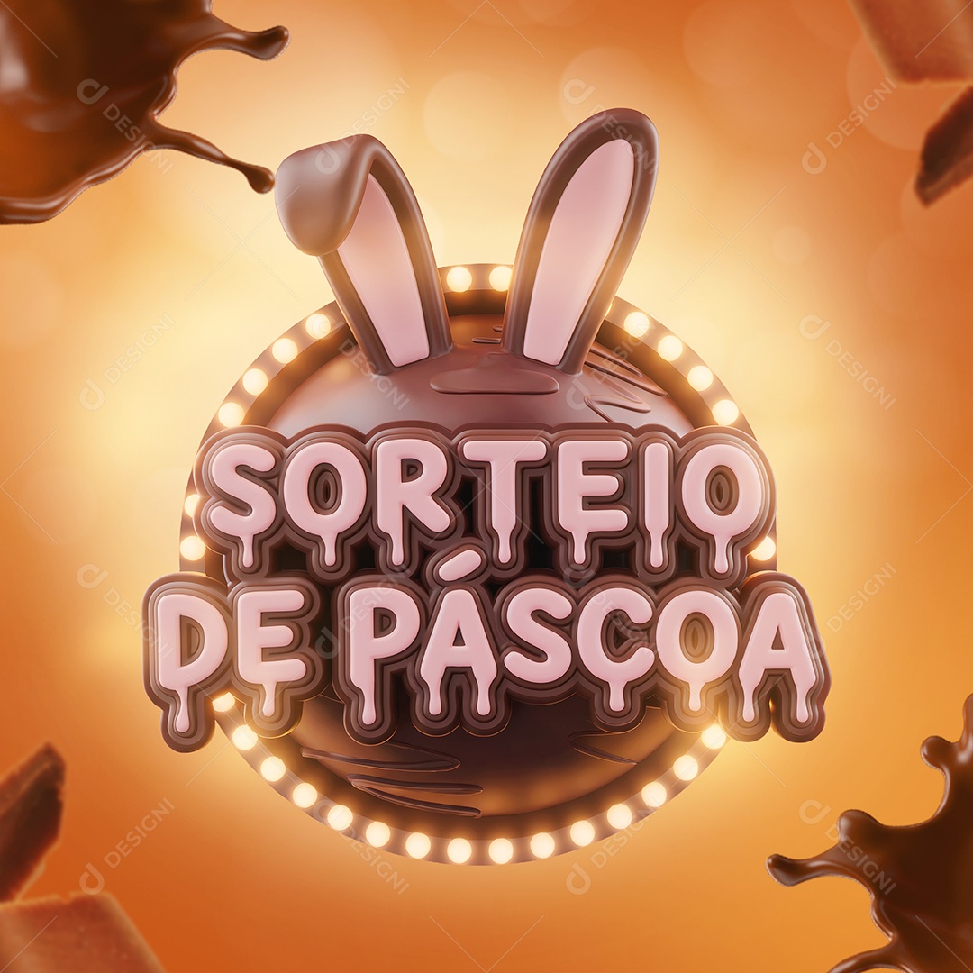 Sorteio de Páscoa Selo 3D Para Composição PSD Editável