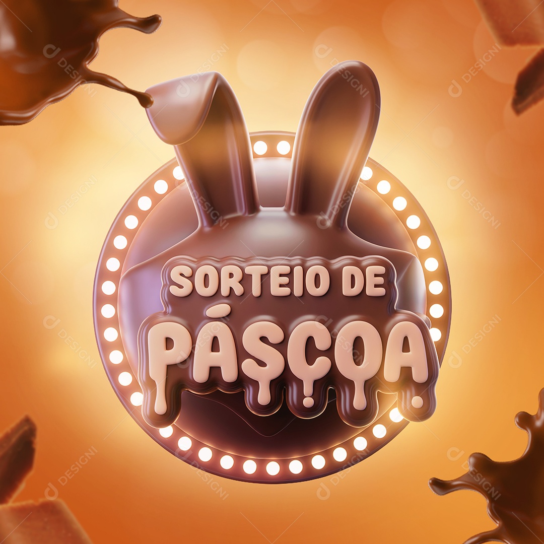 Sorteio de Páscoa Selo 3D Para Composição PSD Editável