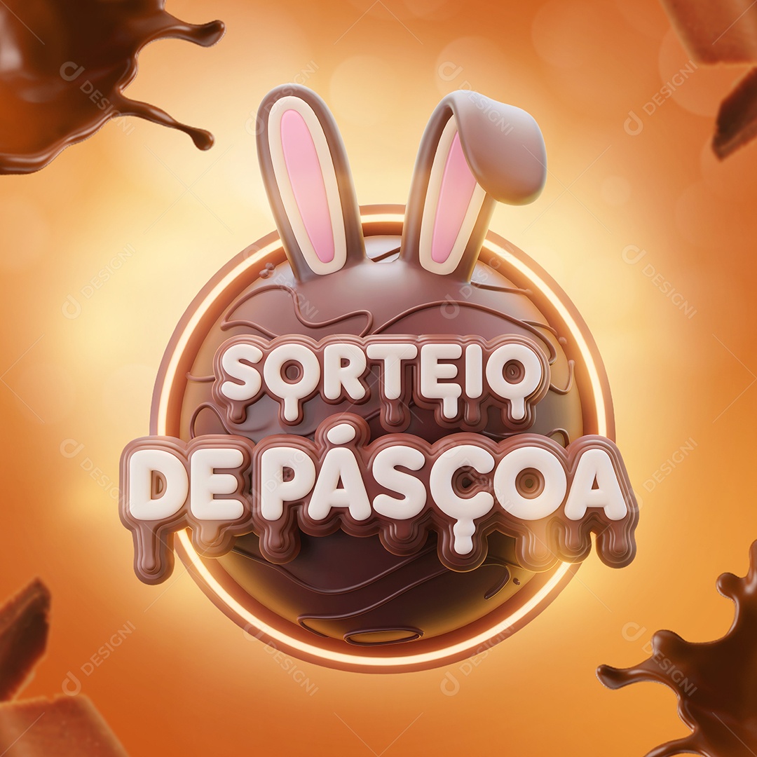 Sorteio de Páscoa Selo 3D Para Composição PSD Editável