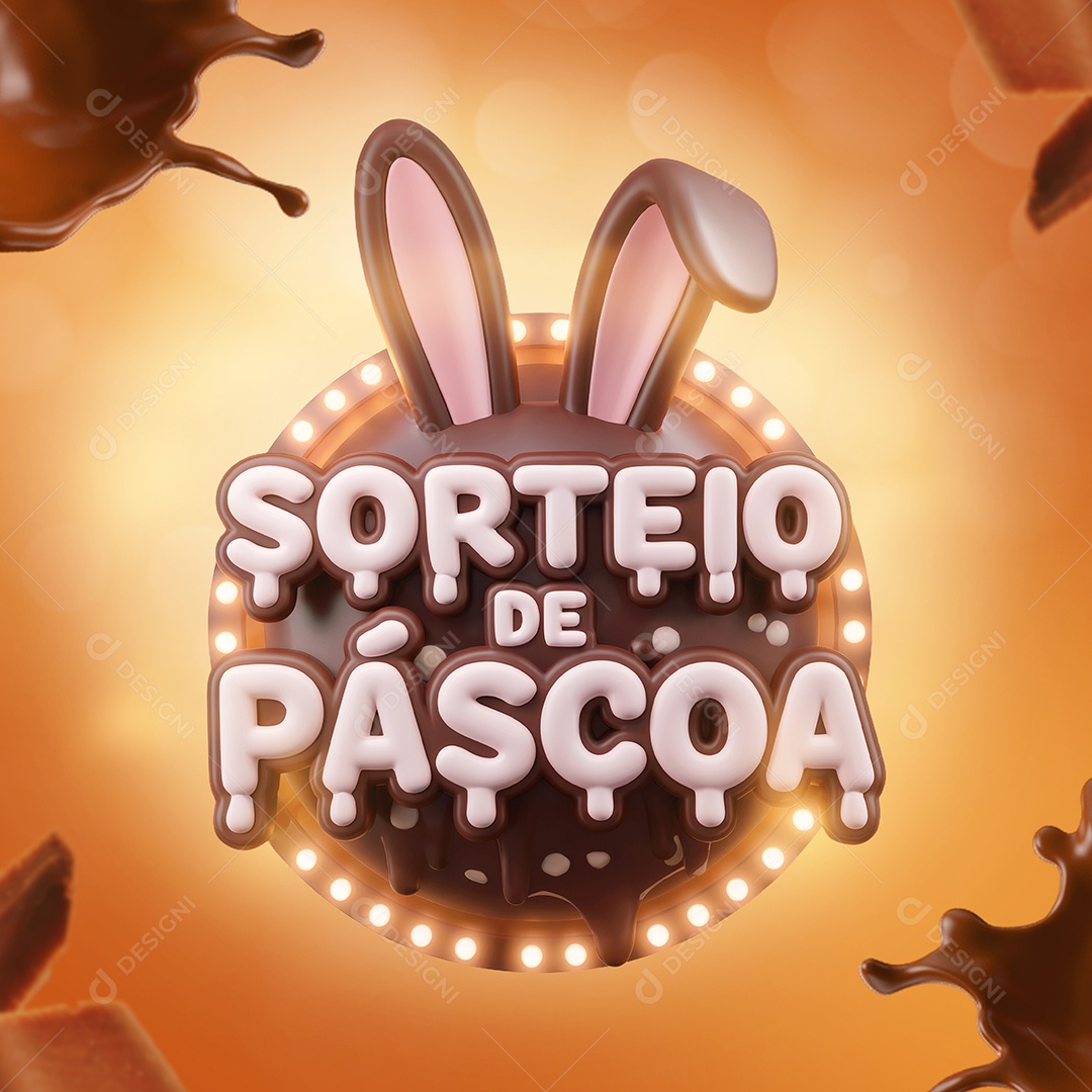 Sorteio de Páscoa Selo 3D Para Composição PSD Editável