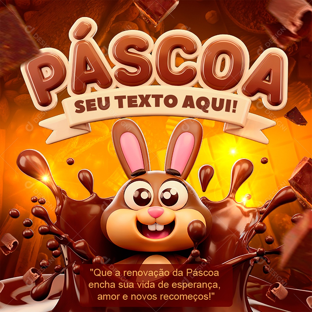 Páscoa Selo 3D Para Composição PSD Editável