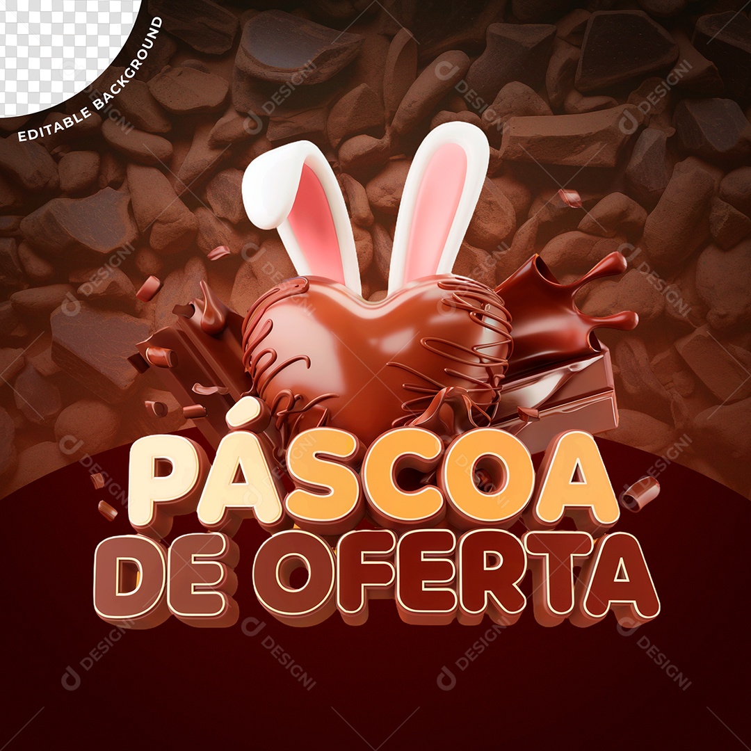 Páscoa de Oferta Selo 3D Para Composição PSD Editável