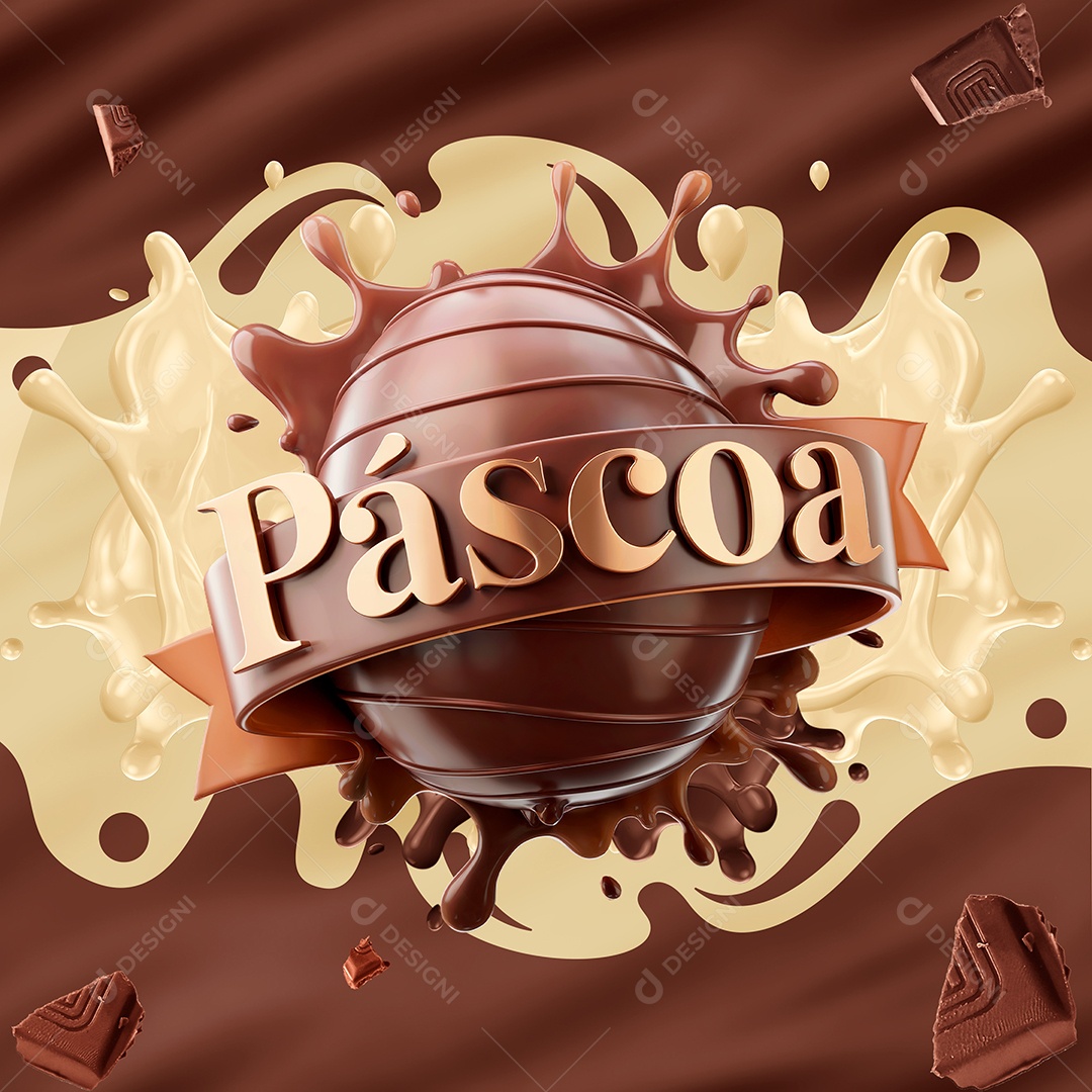 Páscoa Selo 3D Para Composição PSD Editável