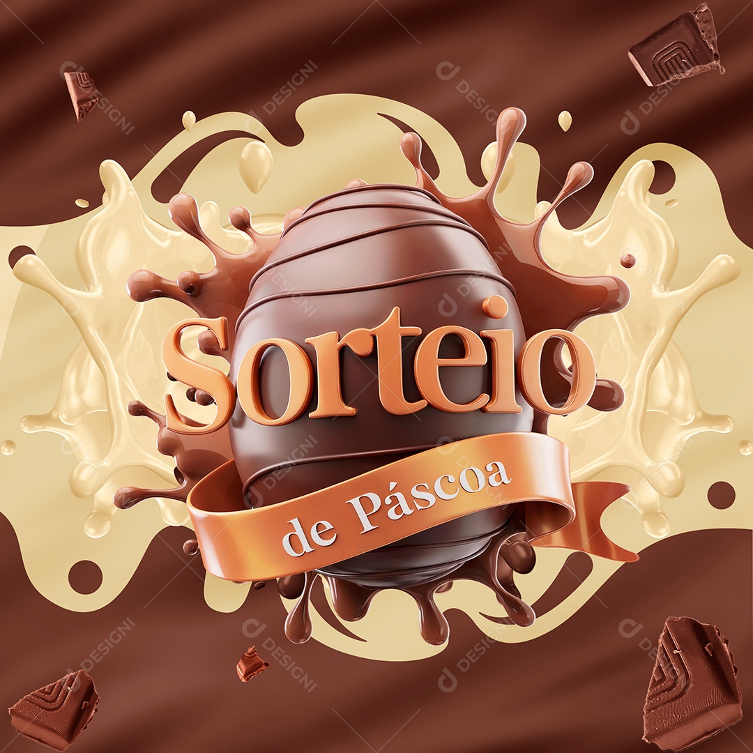 Sorteio de Páscoa Selo 3D Para Composição PSD Editável