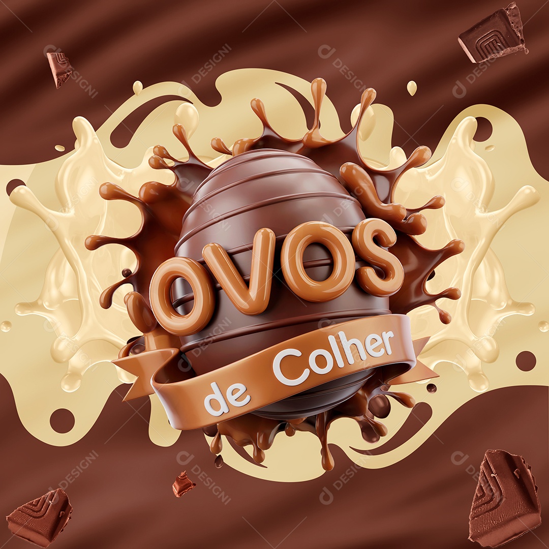 Ovos de Colher Selo 3D Para Composição PSD Editável