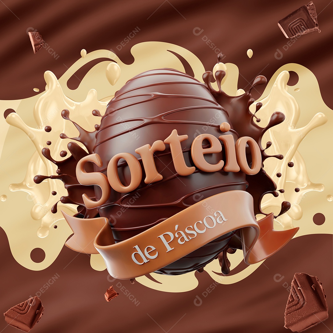 Sorteio de Páscoa Selo 3D Para Composição PSD Editável