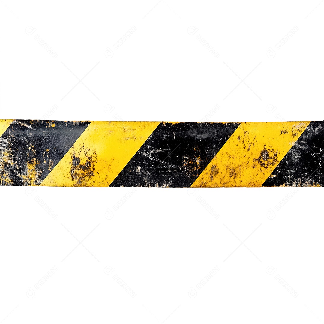 Fita de advertência horizontal preta e amarela isolada
