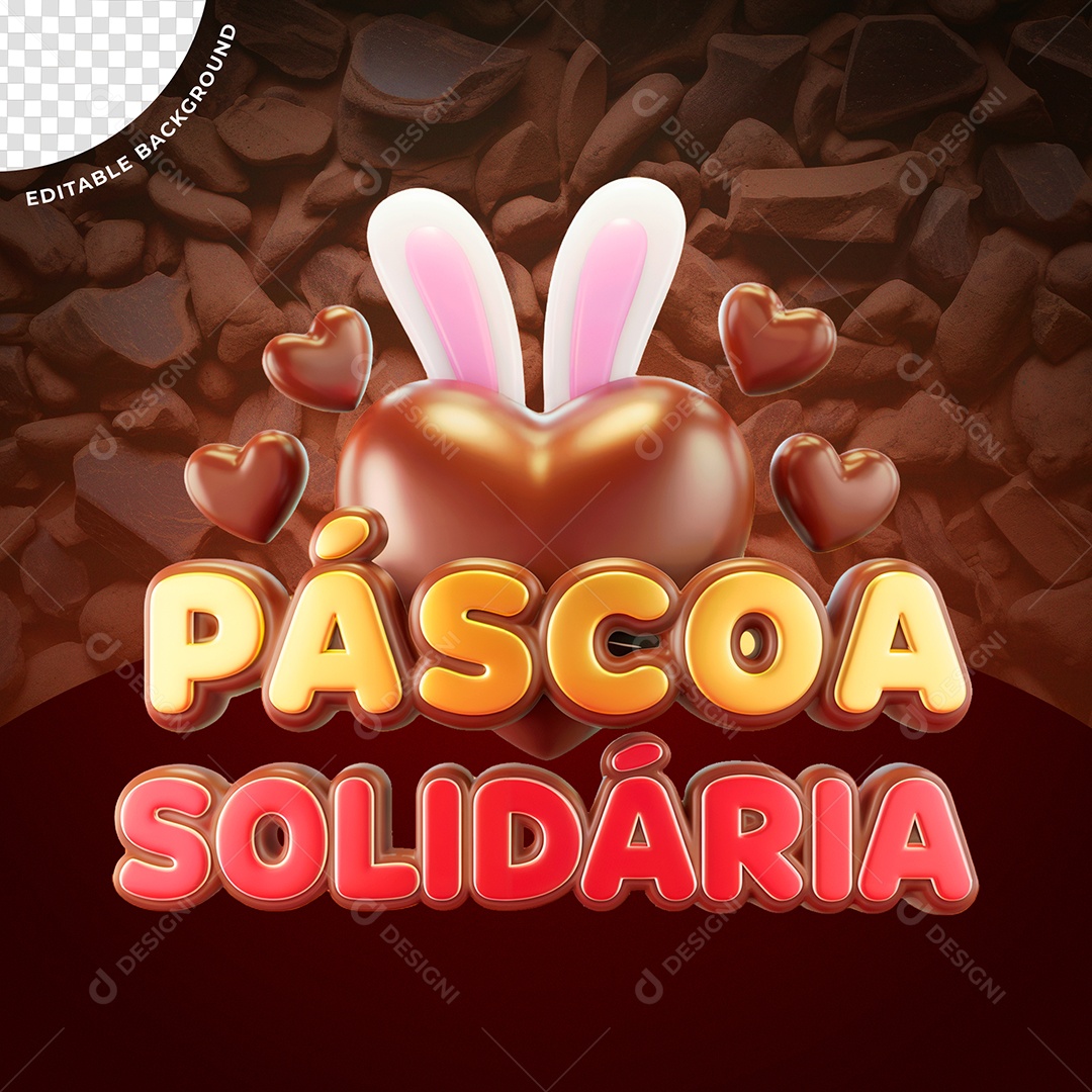 Páscoa Solidária Selo 3D Para Composição PSD Editável