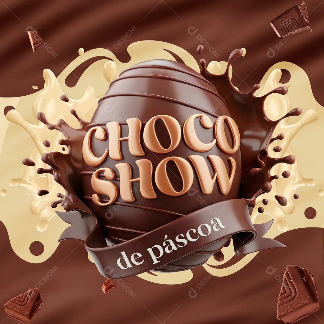 Choco Show da Páscoa Selo 3D Para Composição PSD Editável