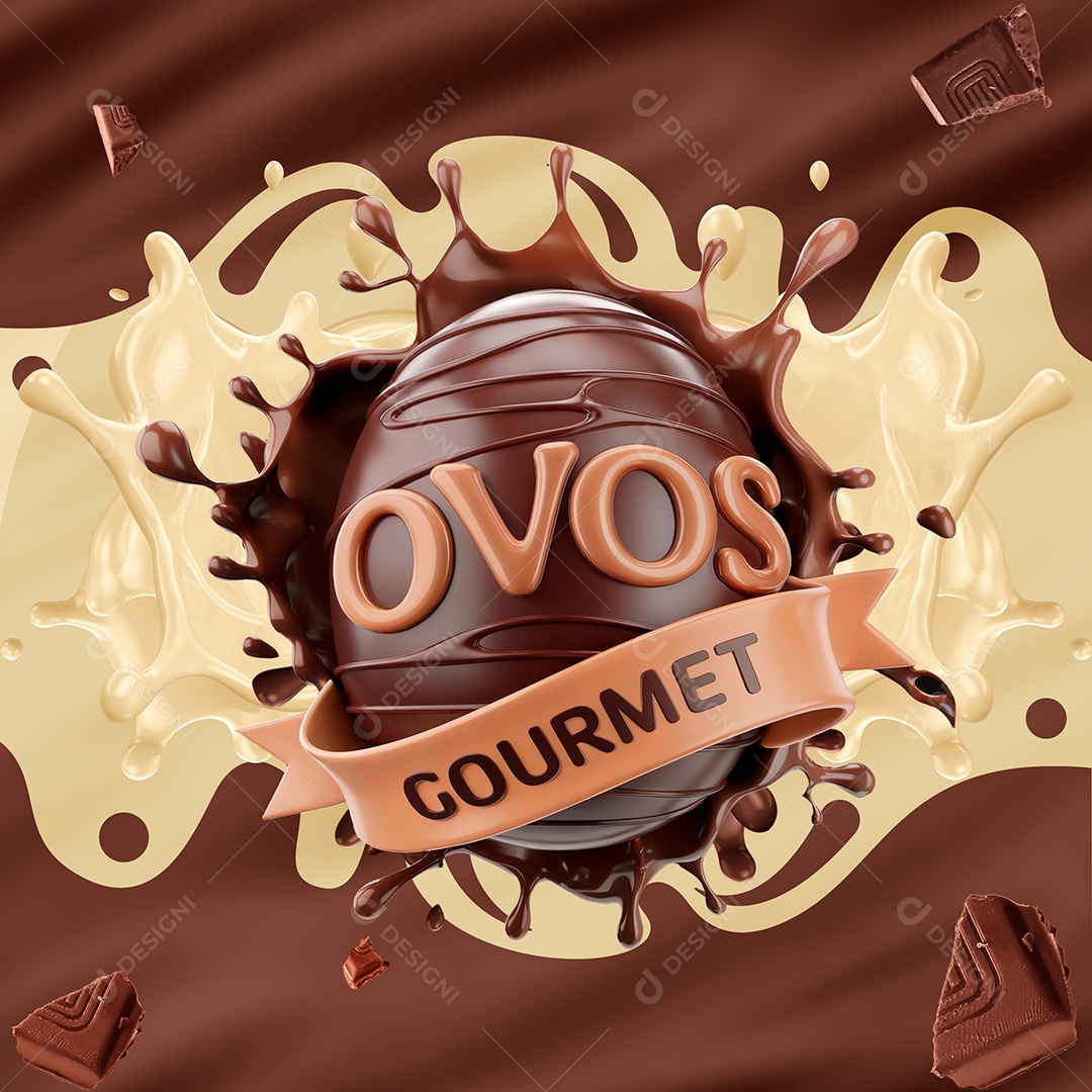 Ovos Gourmet Selo 3D Para Composição PSD Editável