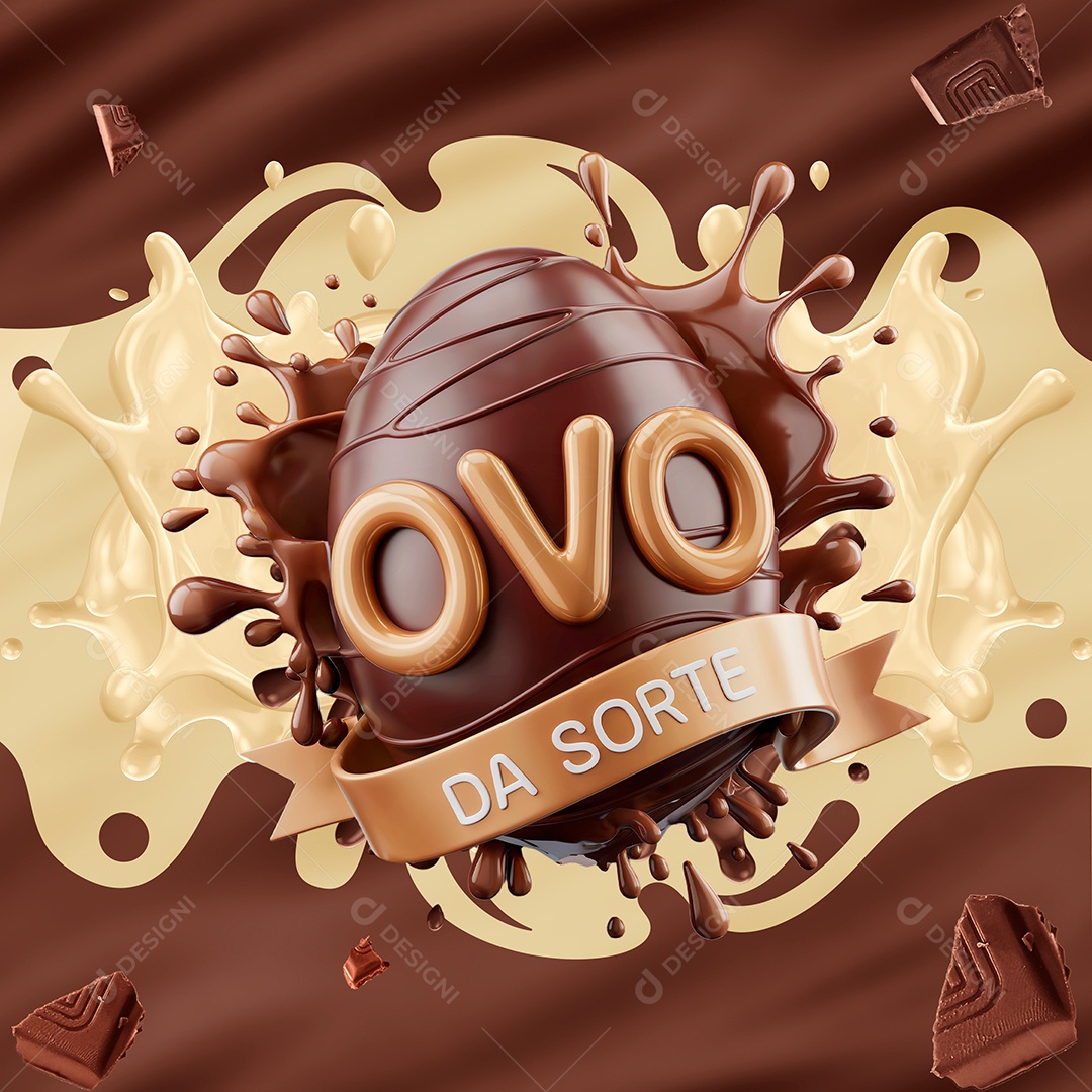 Ovo da Sorte Selo 3D Para Composição PSD Editável