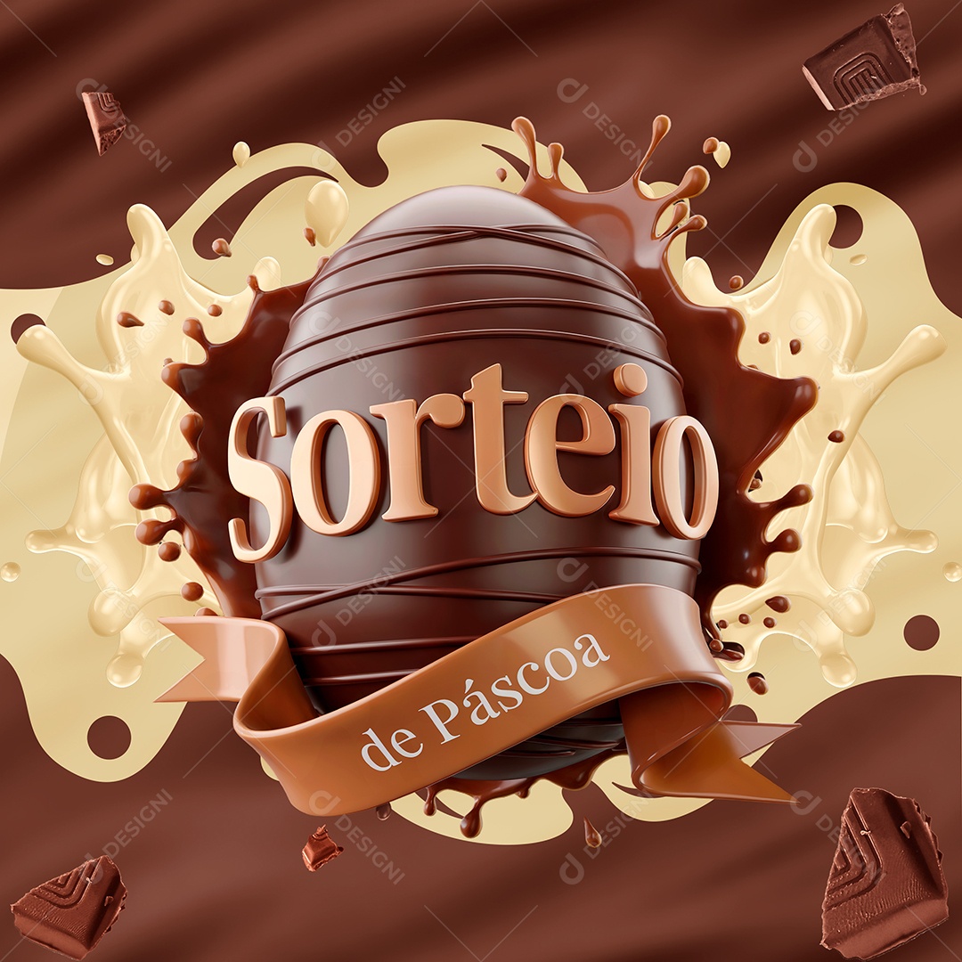 Sorteio de Páscoa Selo 3D Para Composição PSD Editável