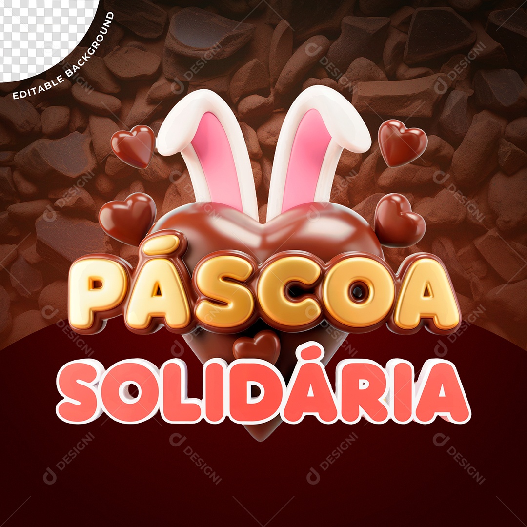 Páscoa Solidária Selo 3D Para Composição PSD Editável