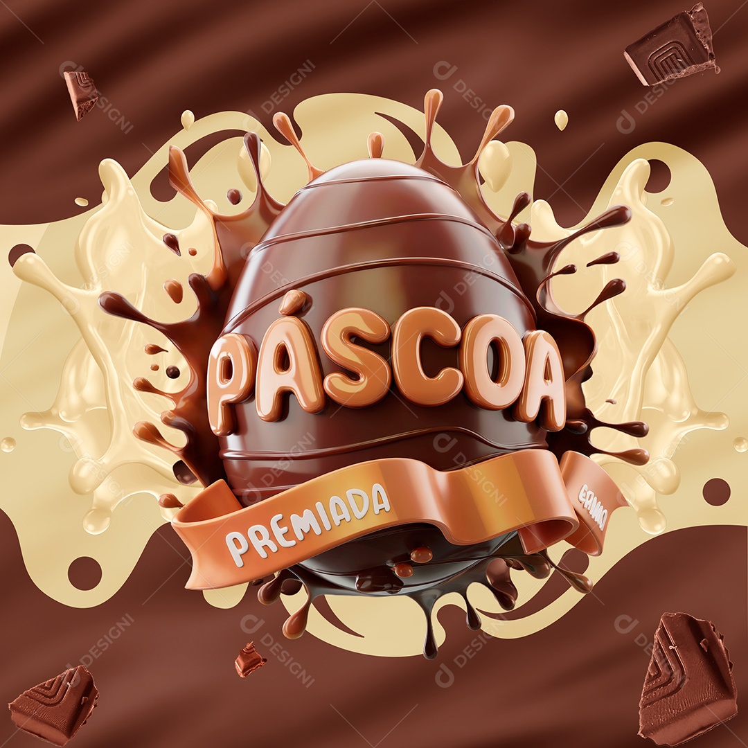Páscoa Premiada Selo 3D Para Composição PSD Editável
