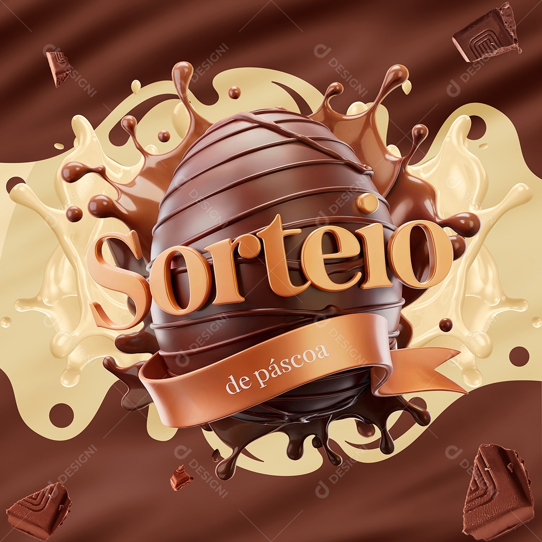 Soerteio de Páscoa Selo 3D Para Composição PSD Editável
