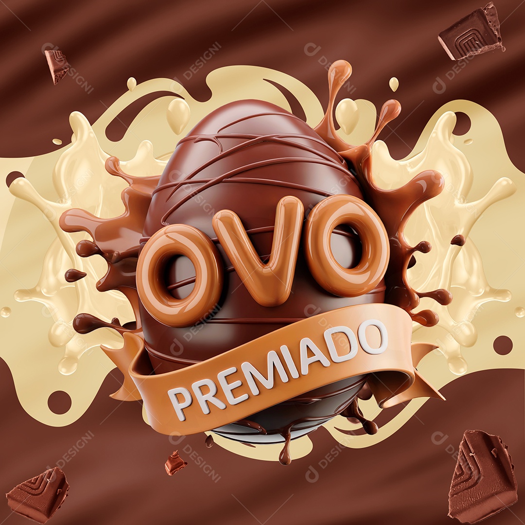 Ovo Premiado Selo 3D Para Composição PSD Editável