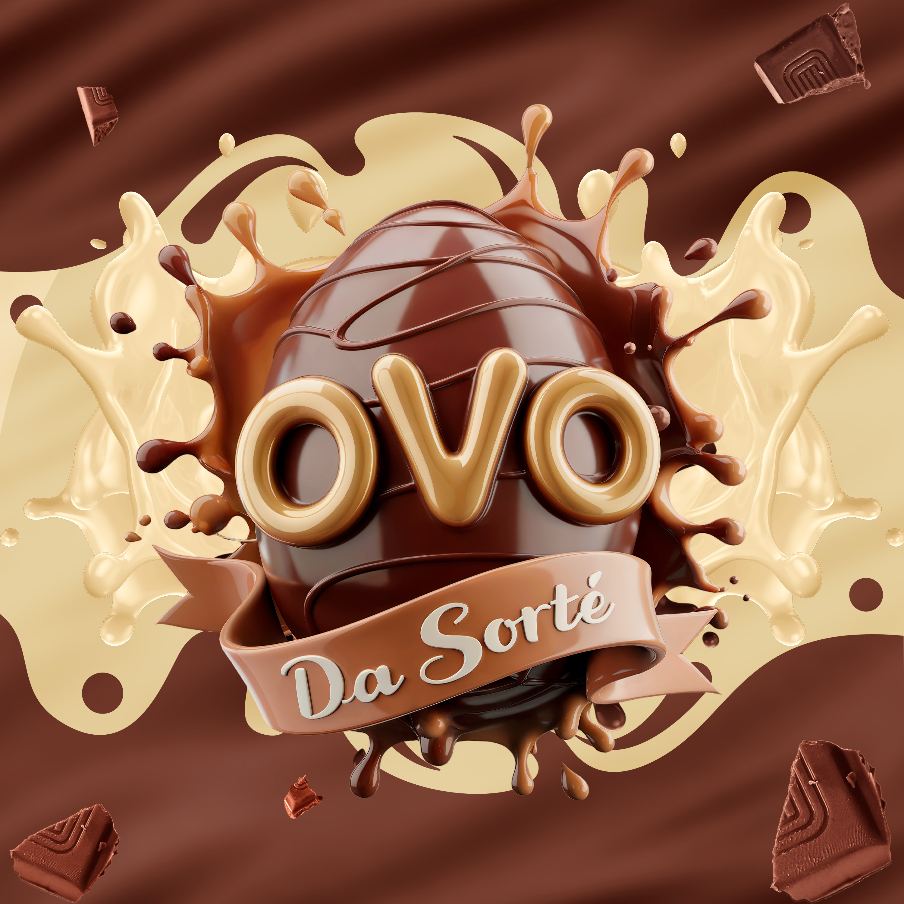 Ovo da Sorte Selo 3D Para Composição PSD Editável