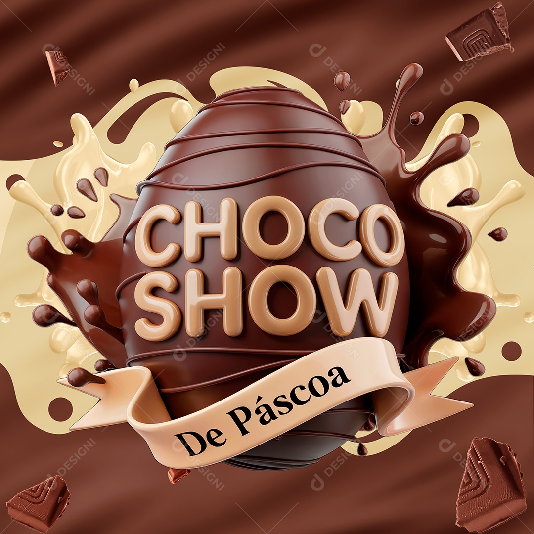 Choco Show de Páscoa Selo 3D Para Composição PSD Editável