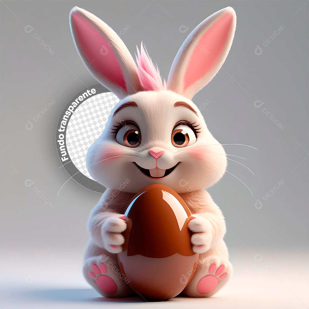Elemento 3D Coelho para Composição PSD