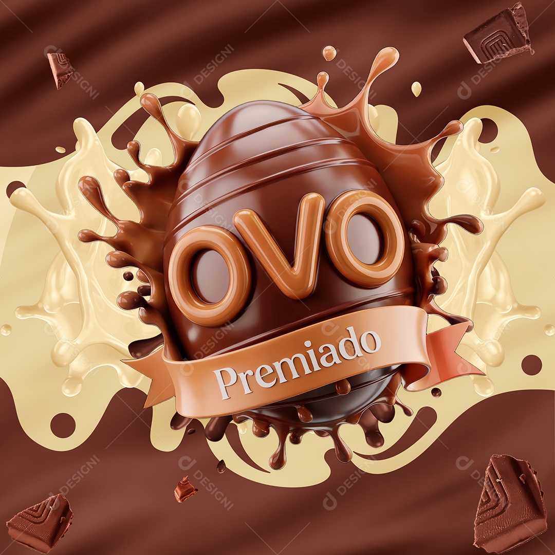 Ovo Premiado Selo 3D Para Composição PSD Editável