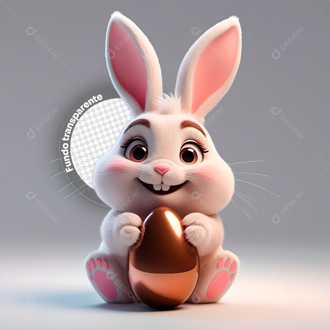 Elemento 3D Coelho para Composição PSD