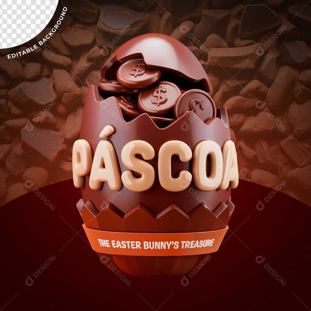 Páscoa Selo 3D Para Composição PSD Editável