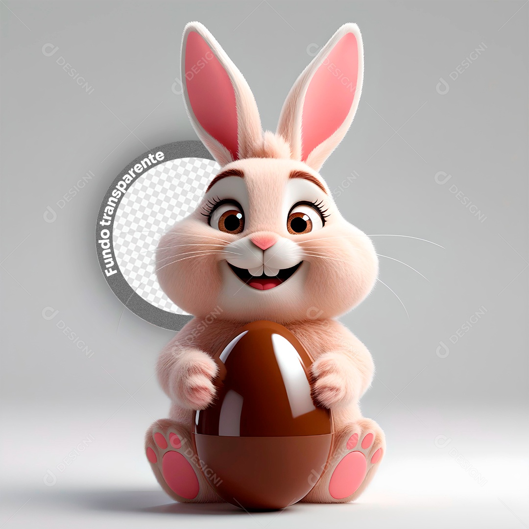 Elemento 3D Coelho para Composição PSD