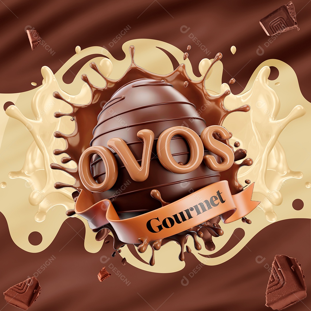 Ovos Gourmet Selo 3D Para Composição PSD Editável