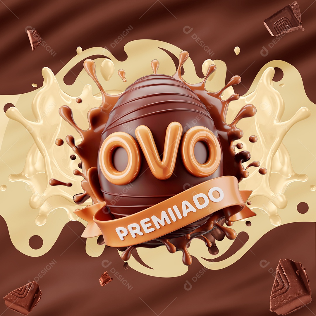 Ovo Prmiado Selo 3D Para Composição PSD Editável