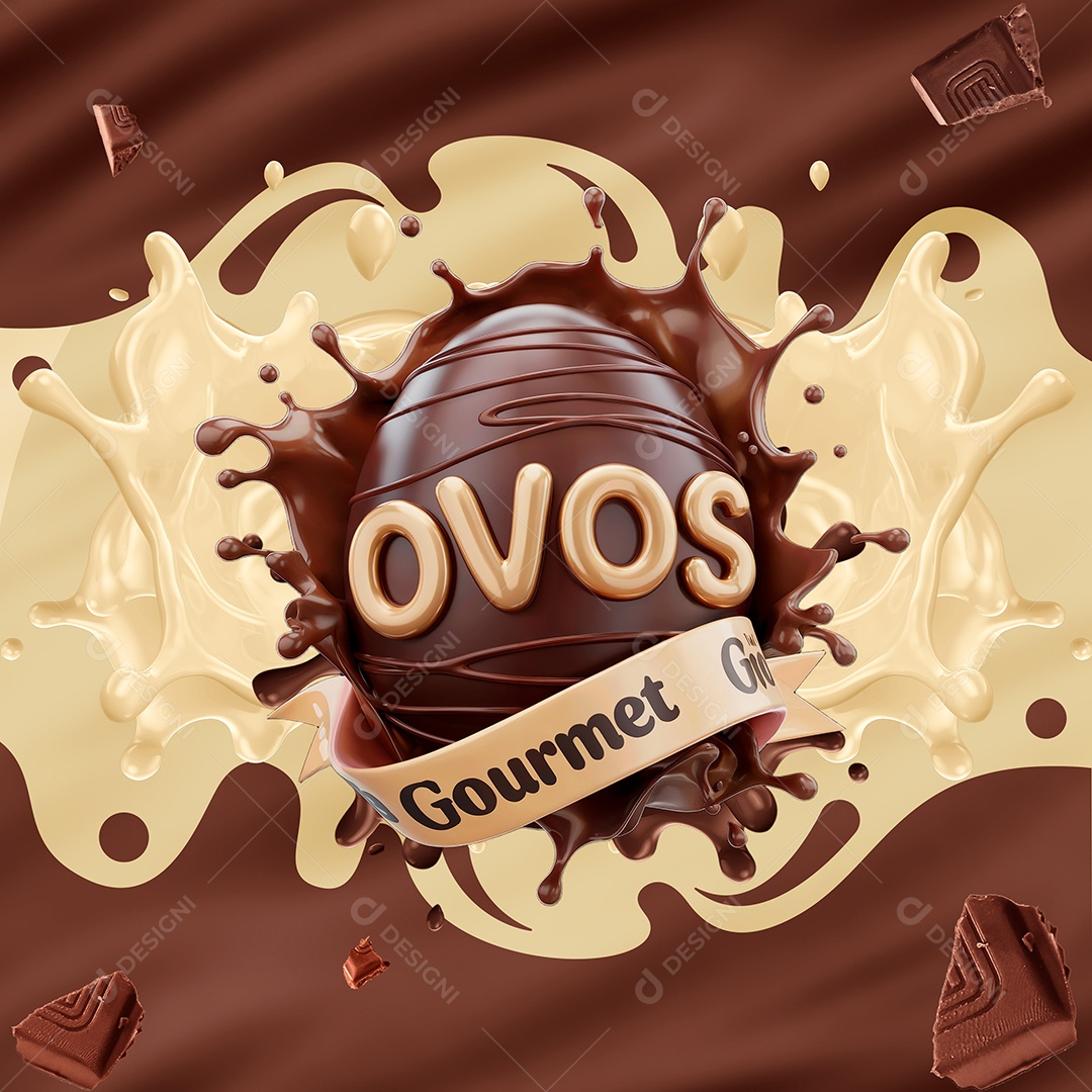 Ovos Gourmet Selo 3D Para Composição PSD Editável