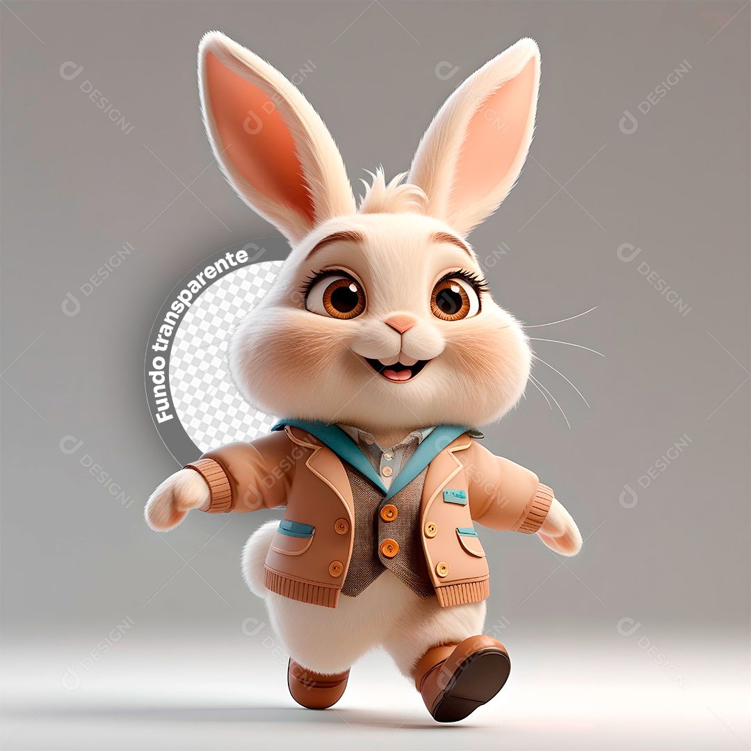 Elemento 3D Coelho para Composição PSD