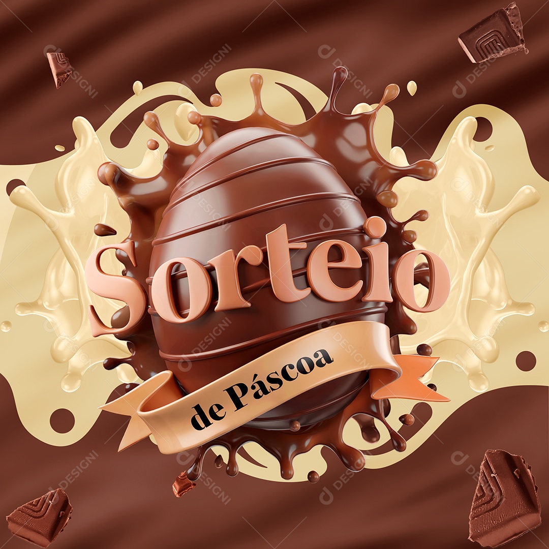 Sorteio de Páscoa Selo 3D Para Composição PSD Editável
