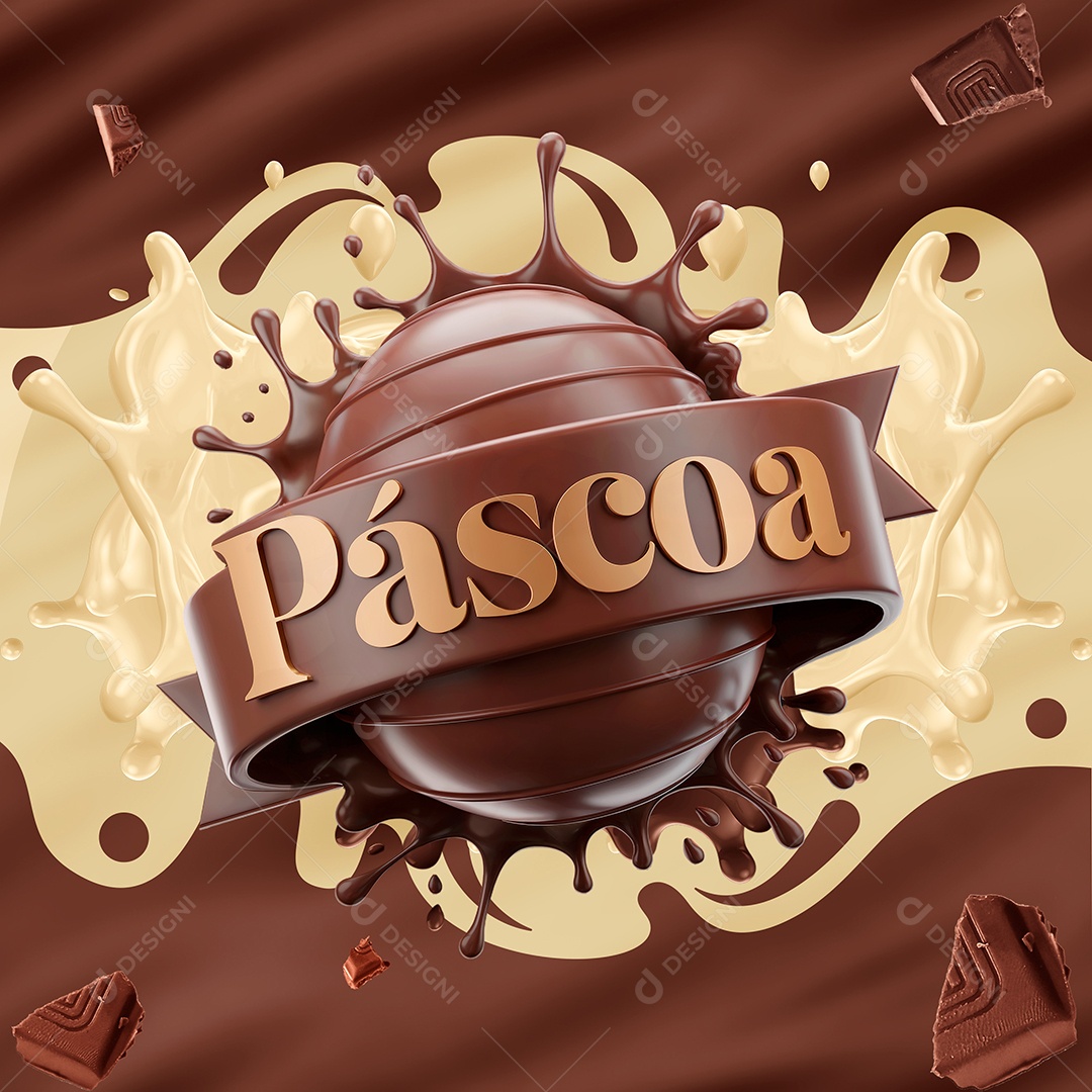 Páscoa Selo 3D Para Composição PSD Editável