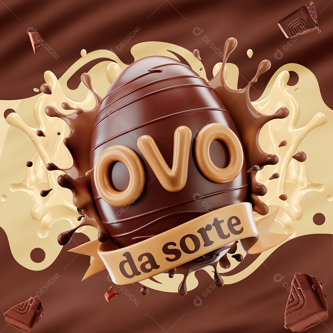 Ovo da Sorte Selo 3D Para Composição PSD Editável