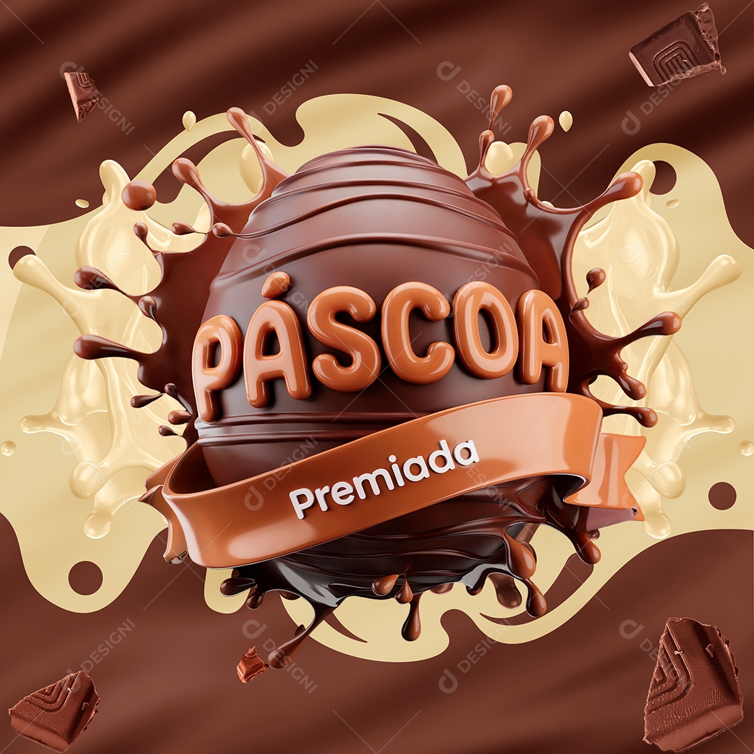 Páscoa Premiada Selo 3D Para Composição PSD Editável
