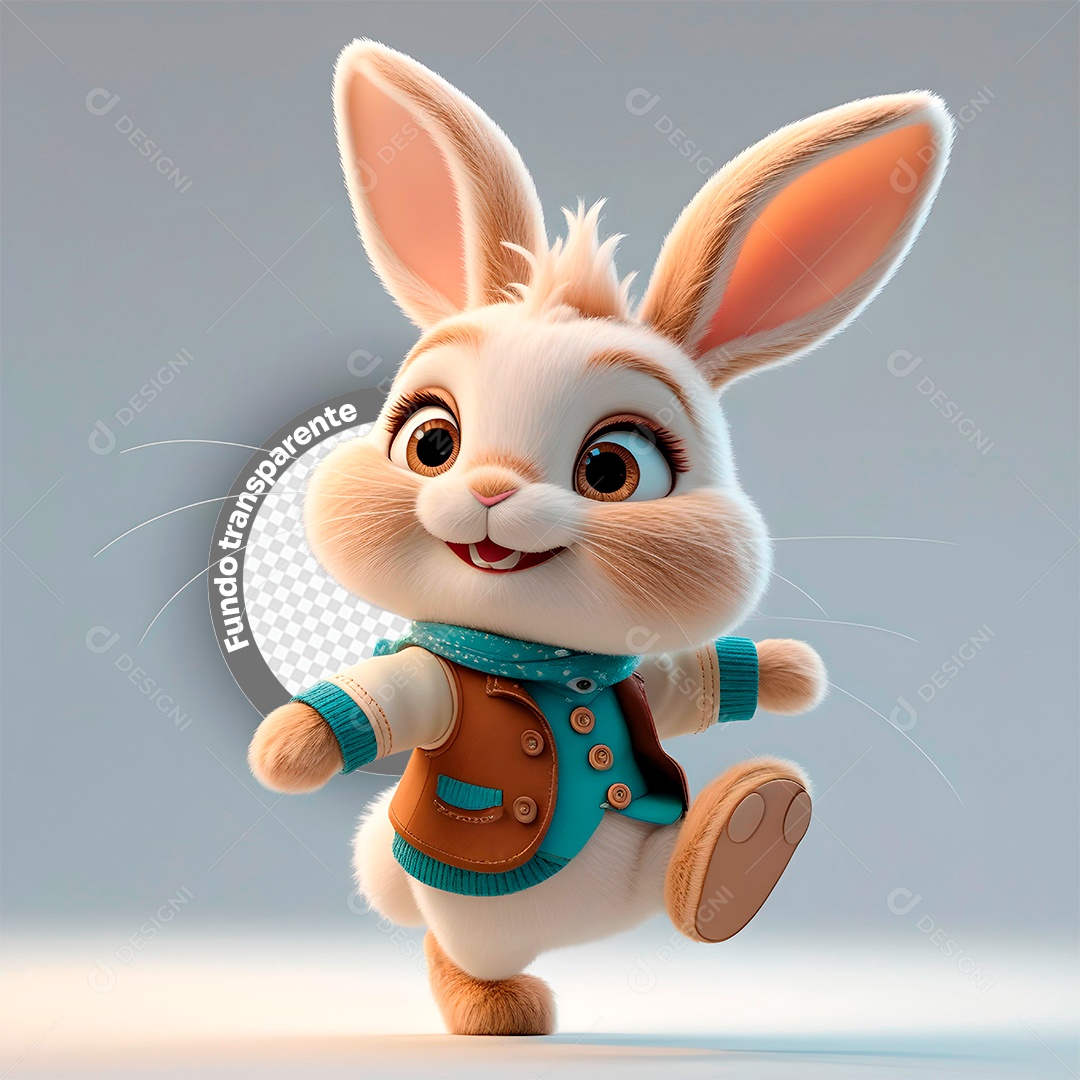 Elemento 3D Coelho para Composição PSD
