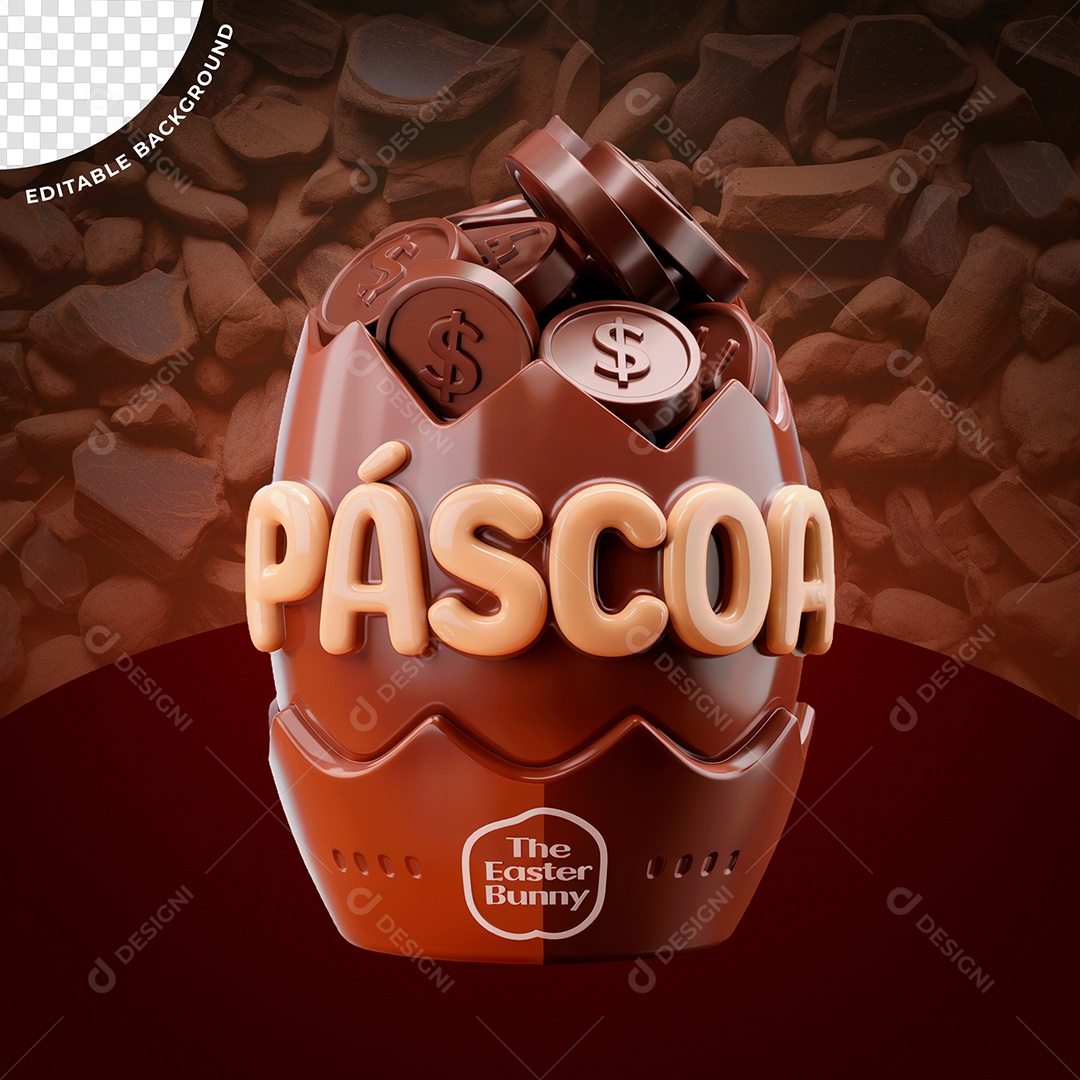Páscoa Selo 3D Para Composição PSD Editável