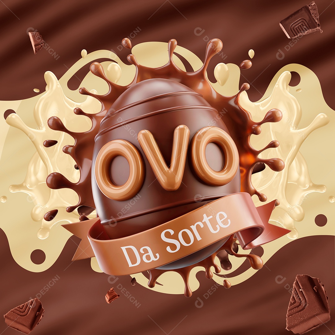 Ovo da Sorte Selo 3D Para Composição PSD Editável