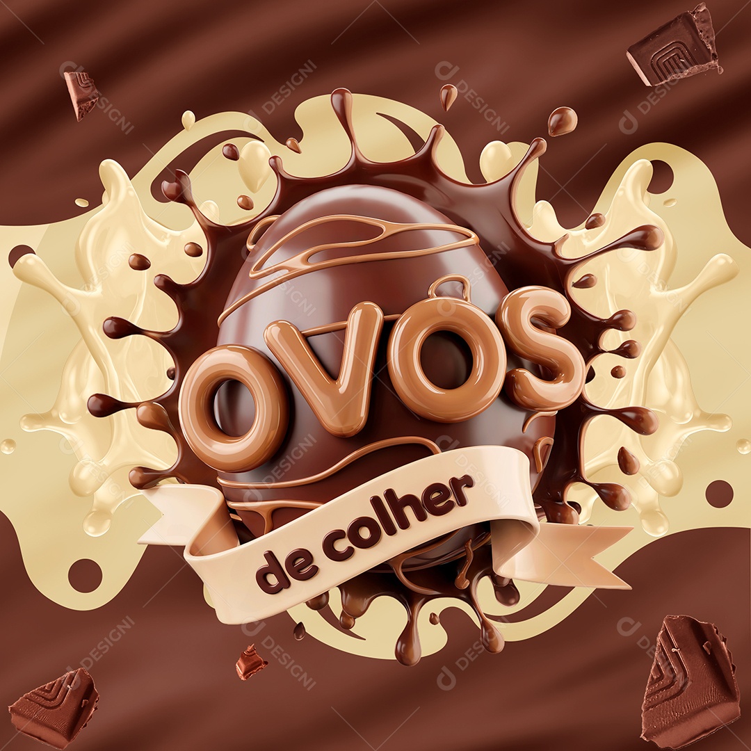 Ovos de Colher Selo 3D Para Composição PSD Editável