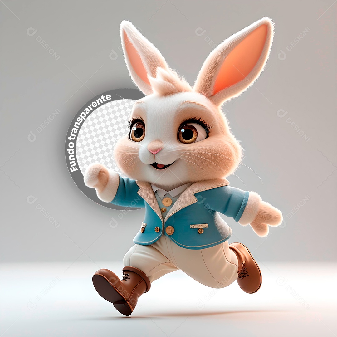 Elemento 3D Coelho para Composição PSD