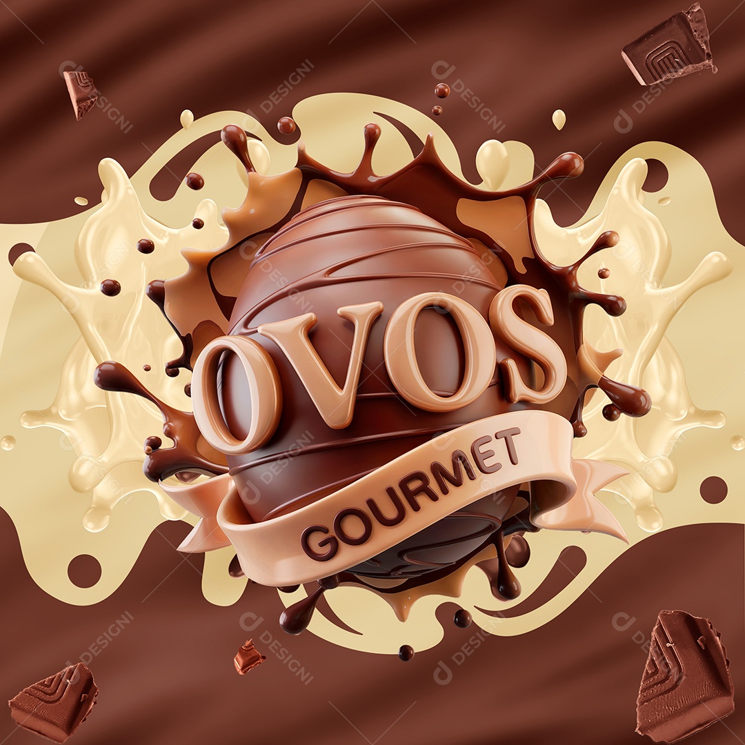 Ovos Gourment Selo 3D Para Composição PSD Editável